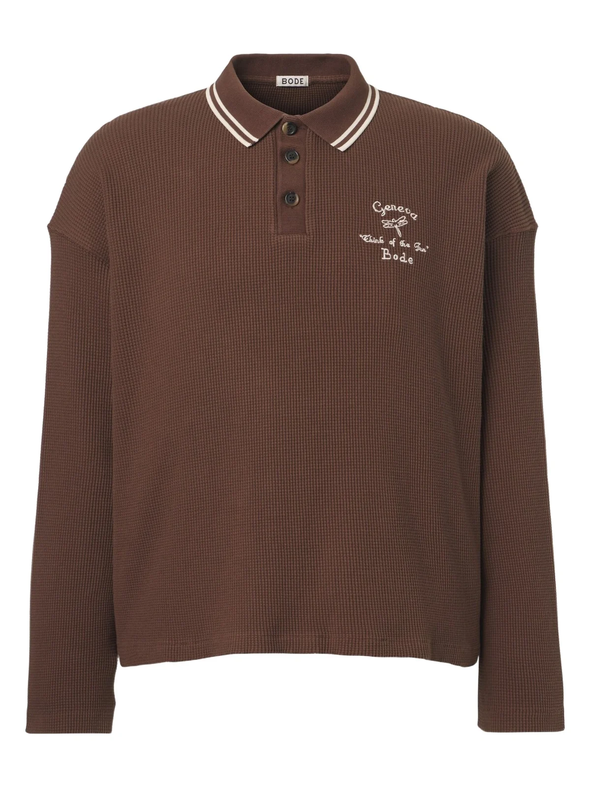 BODE Geneva waffle-knit cotton polo sweater