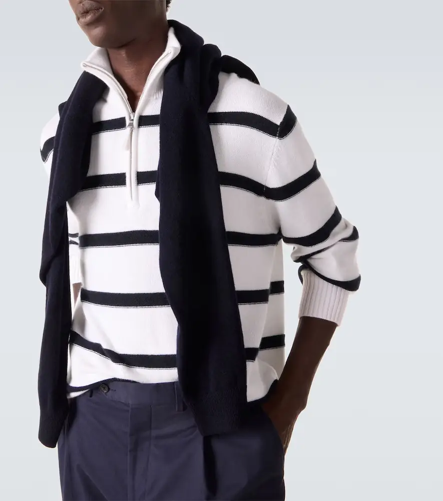 Allude Striped cotton and cashmere sweater | Thumbnail 3