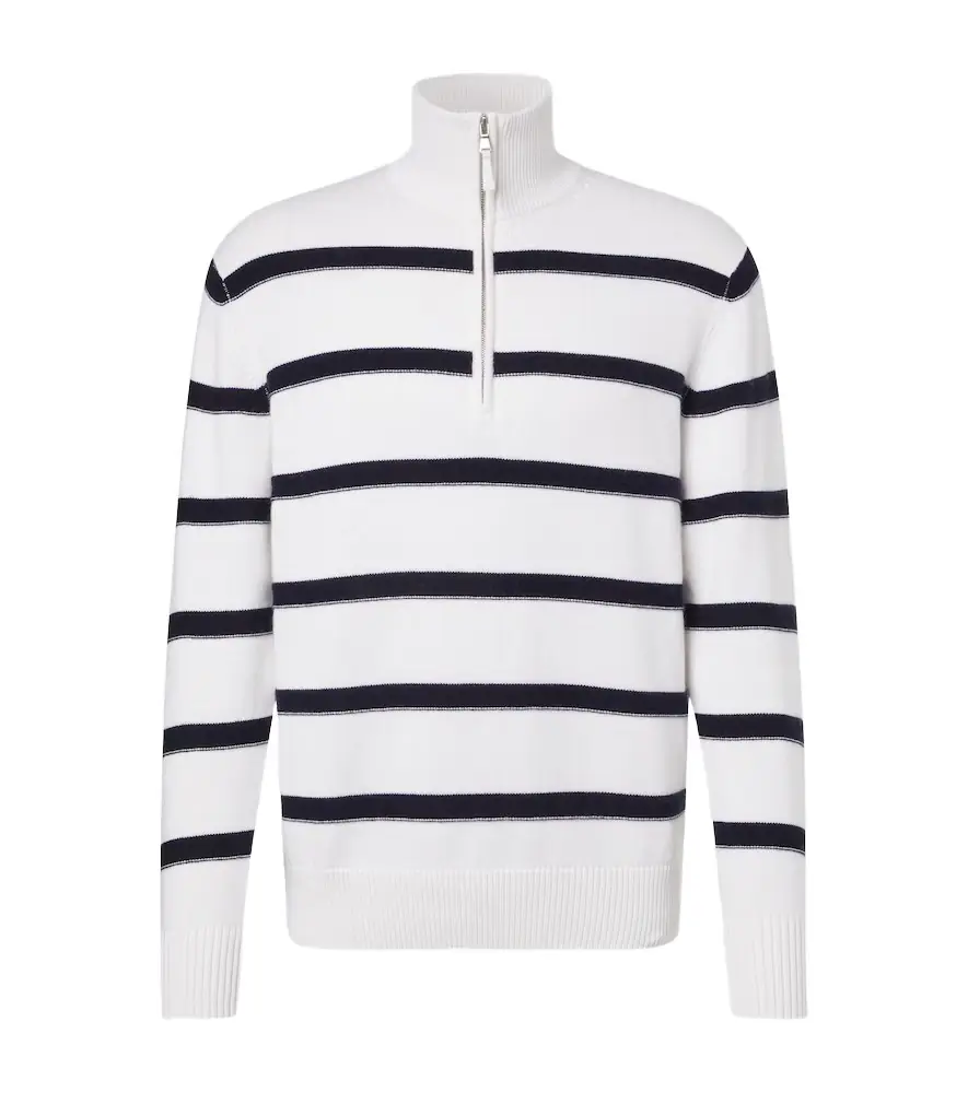 Allude Striped cotton and cashmere sweater