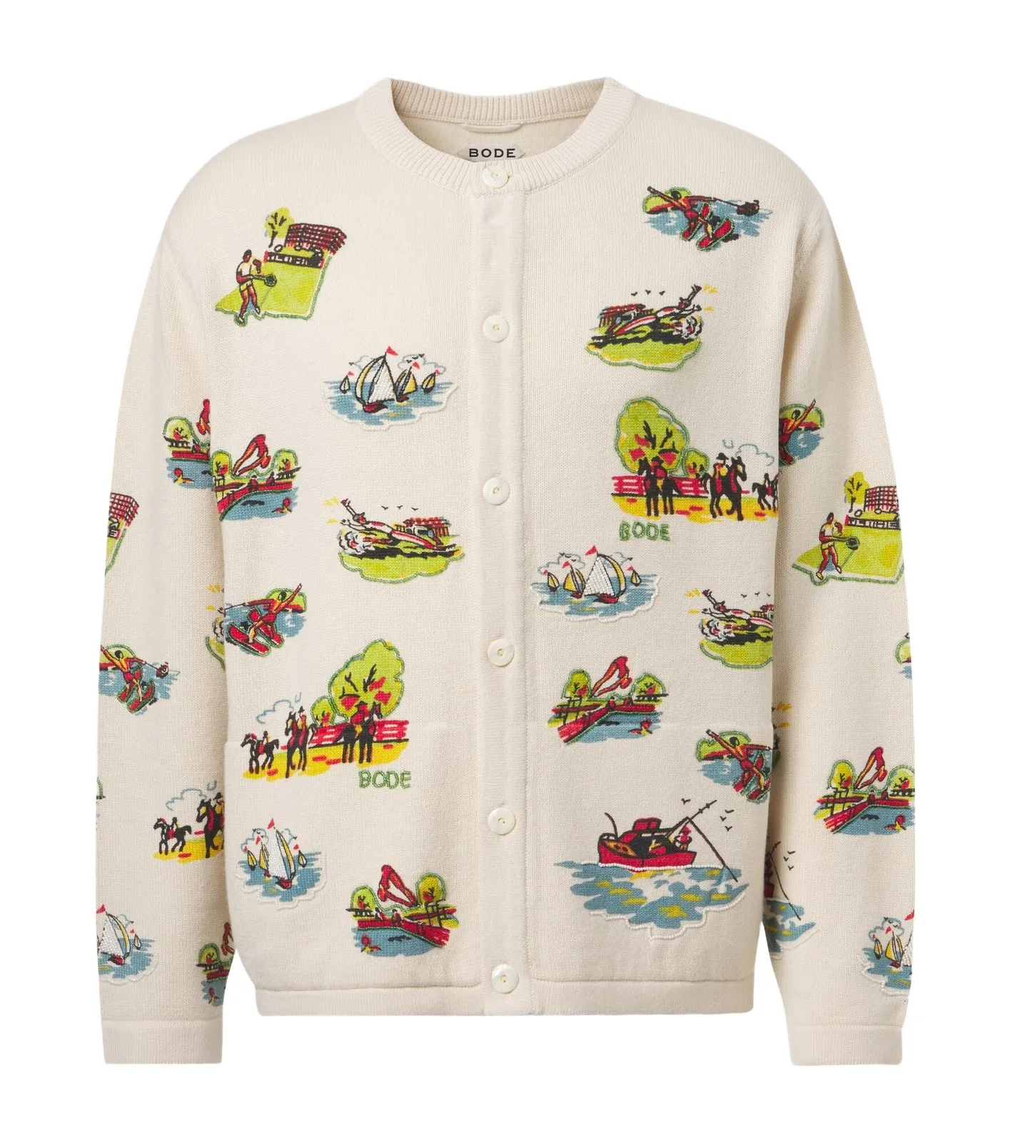 BODE Beaded Camp wool and cotton cardigan