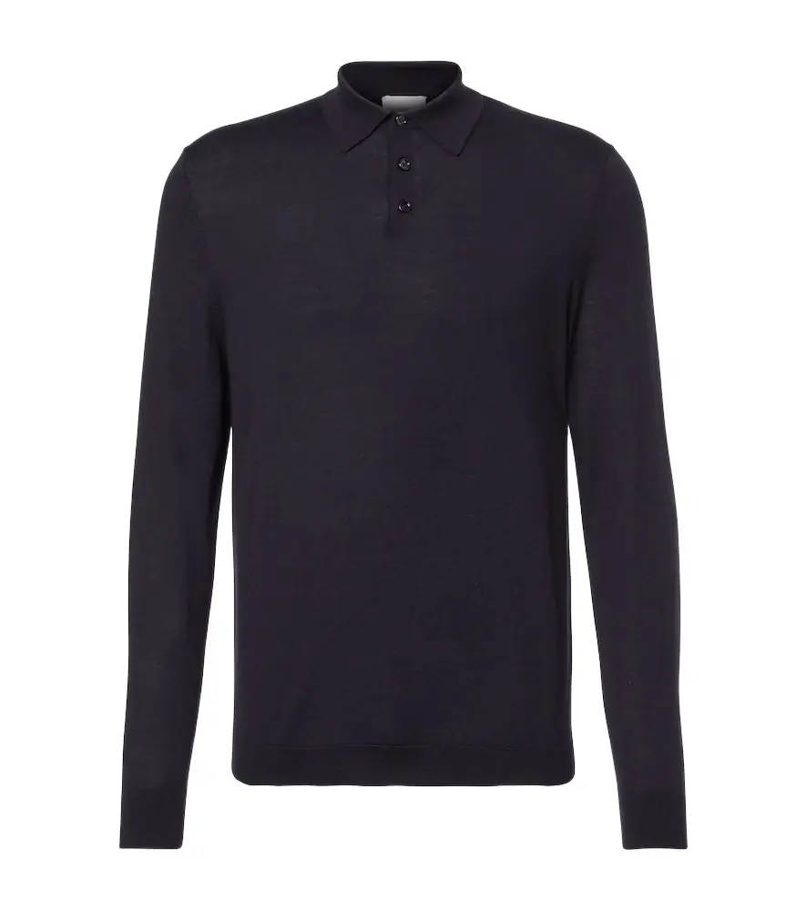 Virgin wool polo sweater