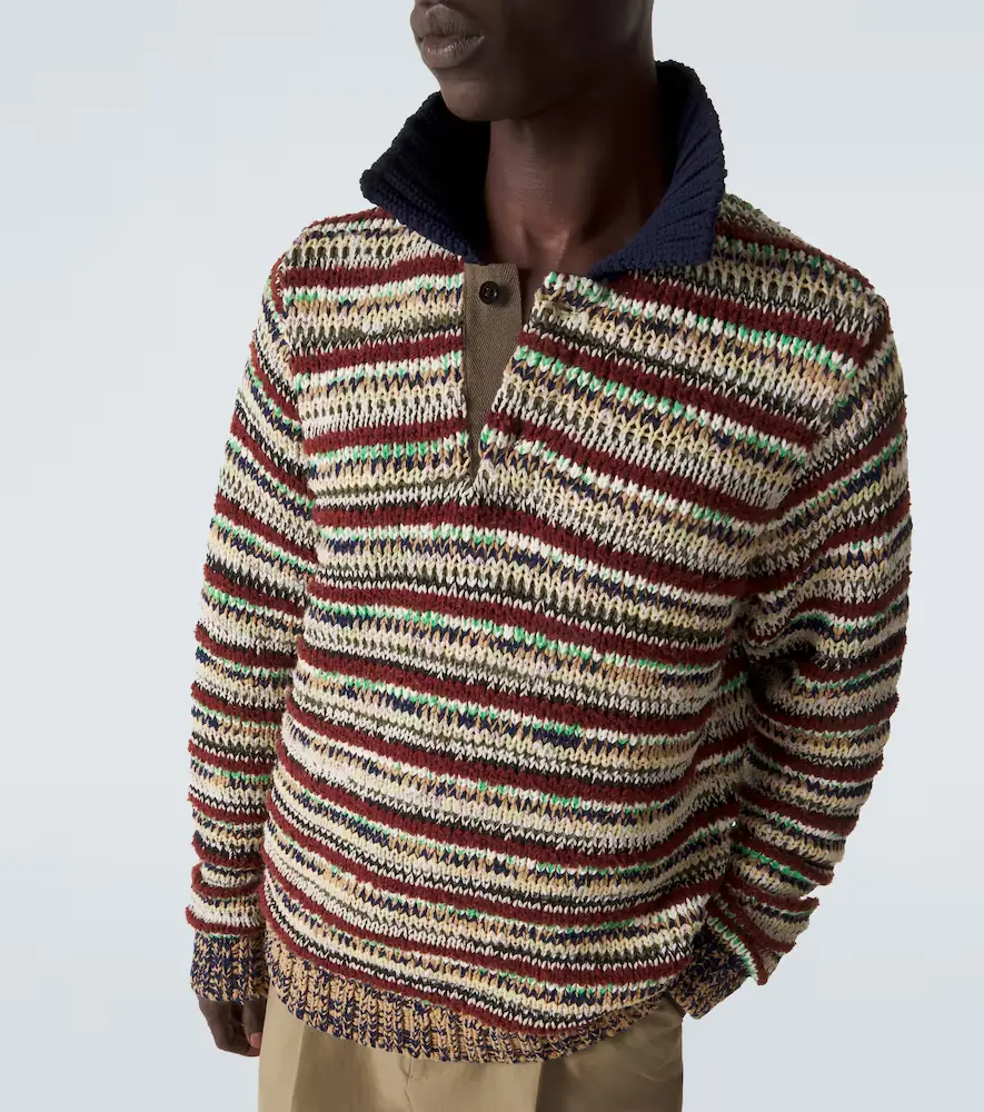 Sacai Striped cotton-blend polo sweater | Thumbnail 2 Sacai Striped cotton-blend polo sweater | Thumbnail 2