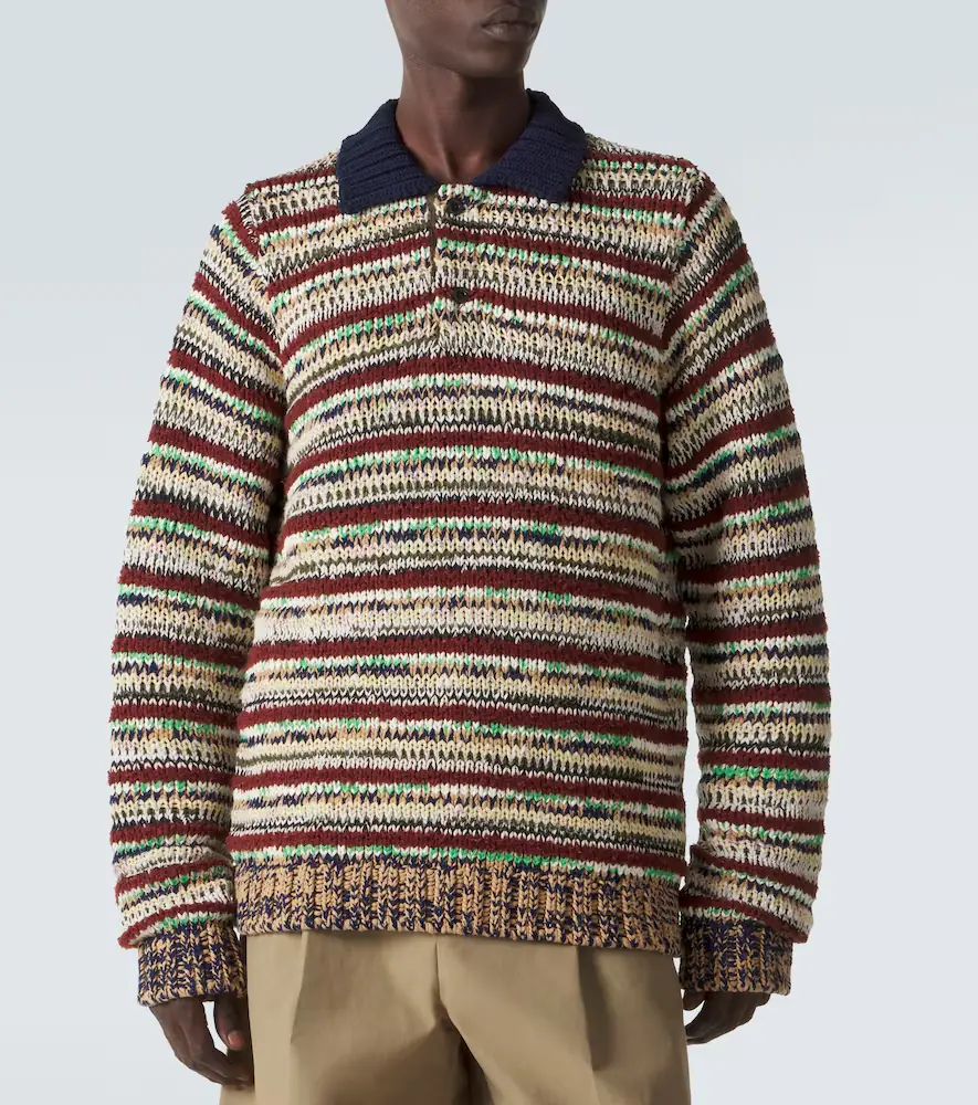 Sacai Striped cotton-blend polo sweater | Thumbnail 3 Sacai Striped cotton-blend polo sweater | Thumbnail 3