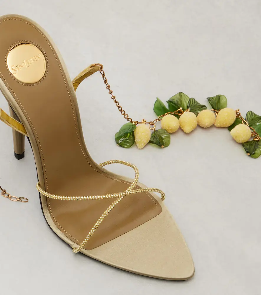 Saint Laurent Mon Chéri embellished suede sandals | Thumbnail 3 Saint Laurent Mon Chéri embellished suede sandals | Thumbnail 3