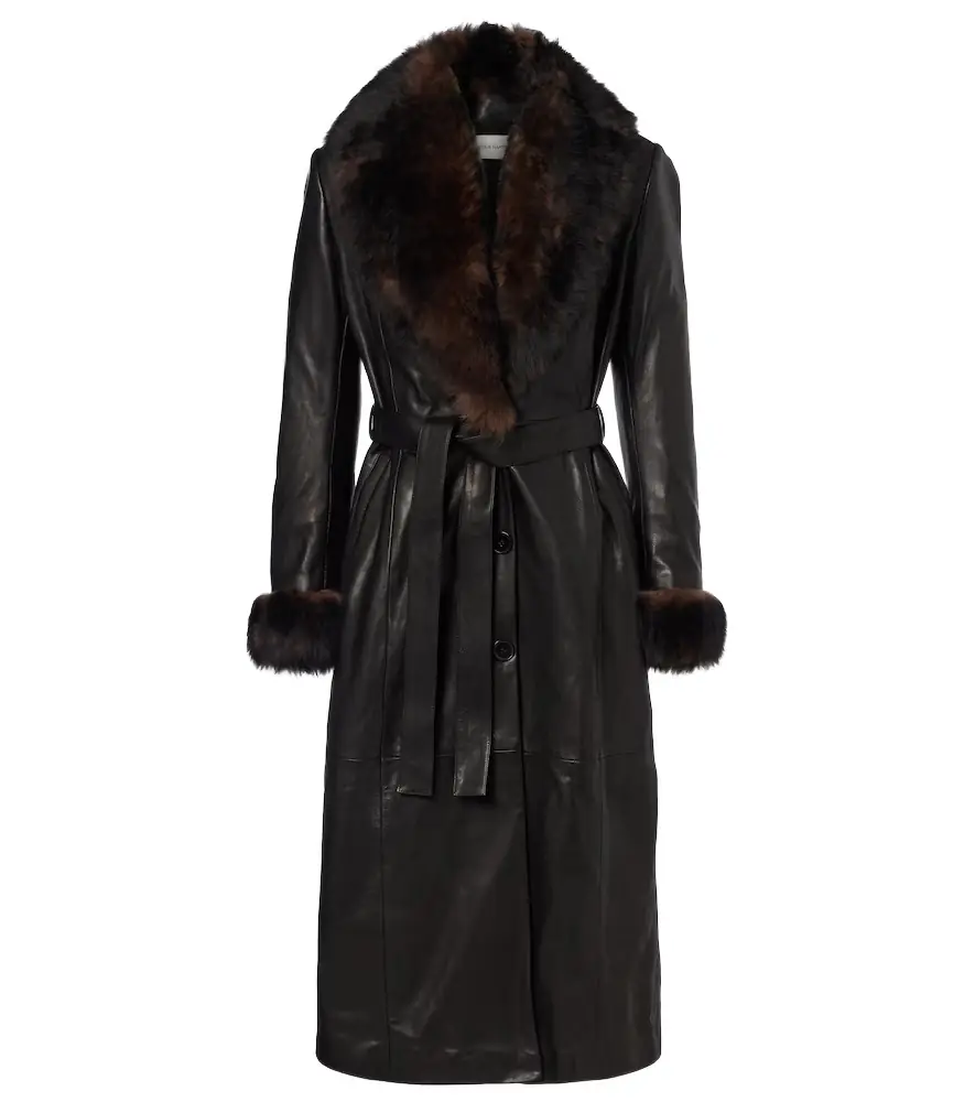 Nour Hammour Baez shearling-trimmed leather coat | Image 1 Nour Hammour Baez shearling-trimmed leather coat | Image 1