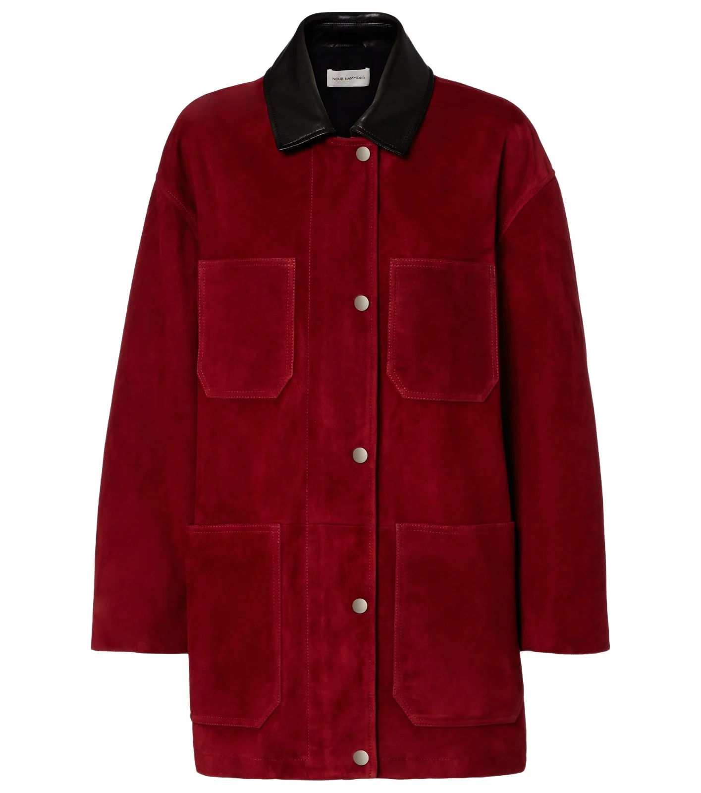 Nour Hammour Barn leather-trimmed suede jacket