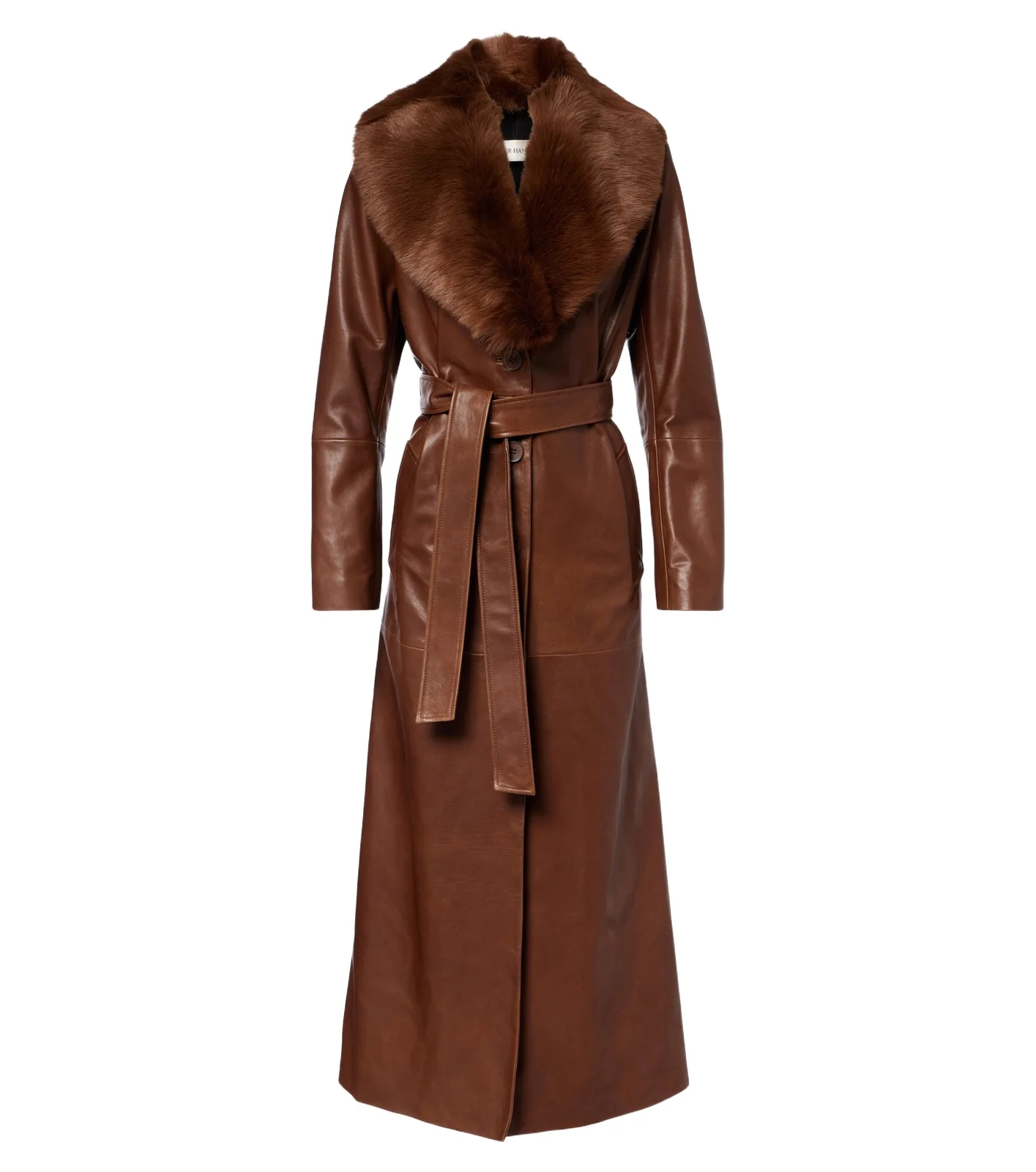 Nour Hammour Dakota shearling-trimmed leather coat