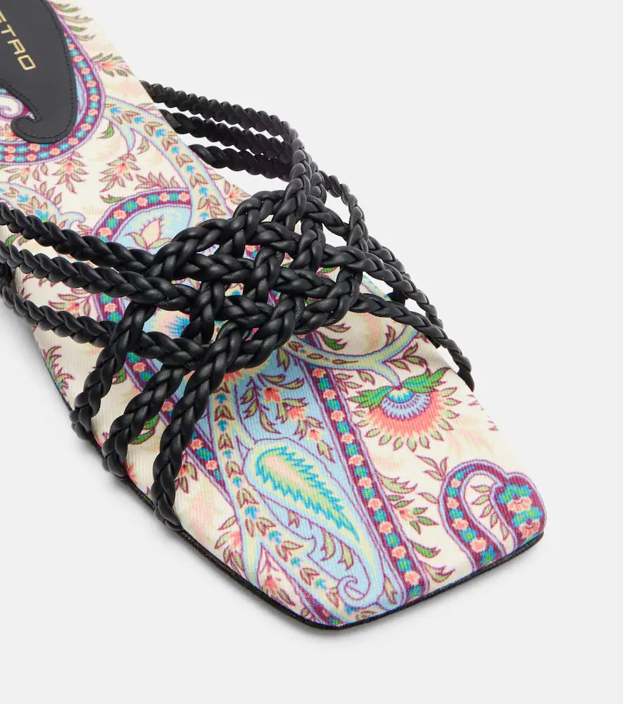 Etro Canvas-trimmed printed leather slides | Thumbnail 2