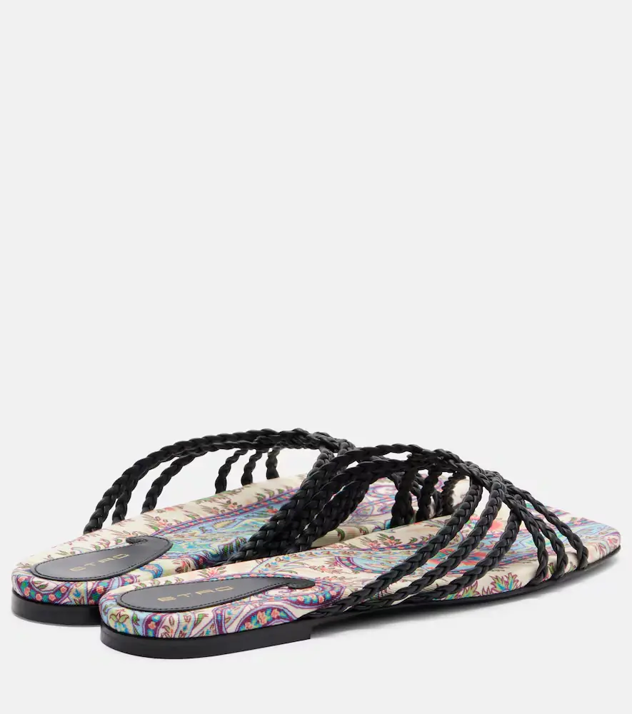 Etro Canvas-trimmed printed leather slides | Thumbnail 3