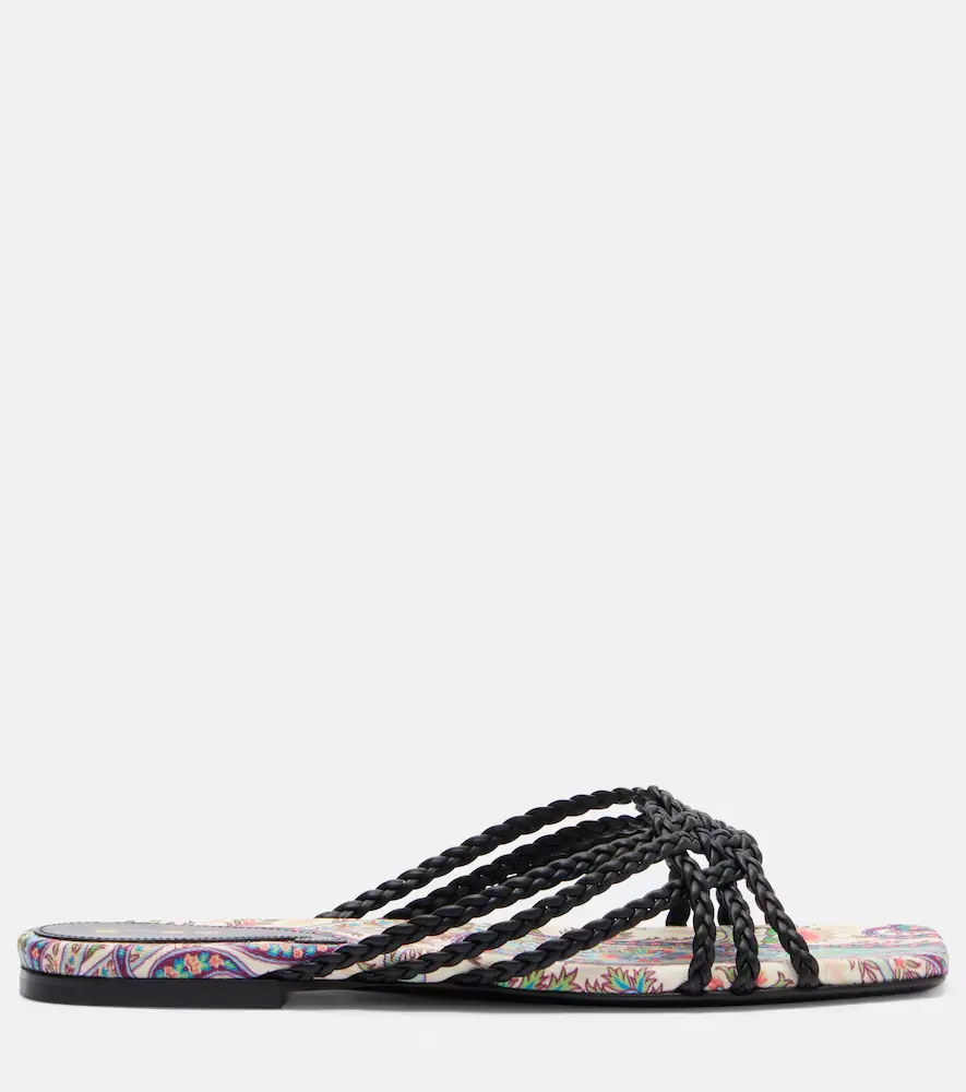 Etro Canvas-trimmed printed leather slides | Thumbnail 4