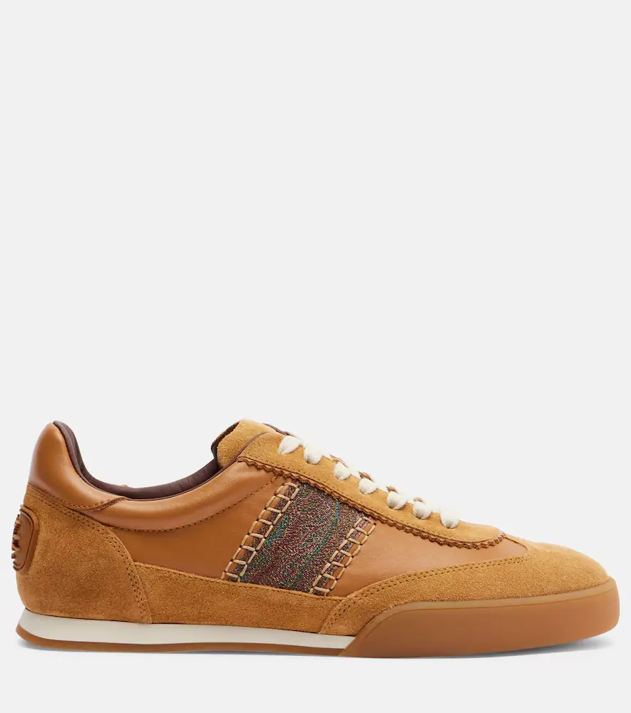 Etro Pegaso suede-trimmed leather sneakers | Thumbnail 2 Etro Pegaso suede-trimmed leather sneakers | Thumbnail 2