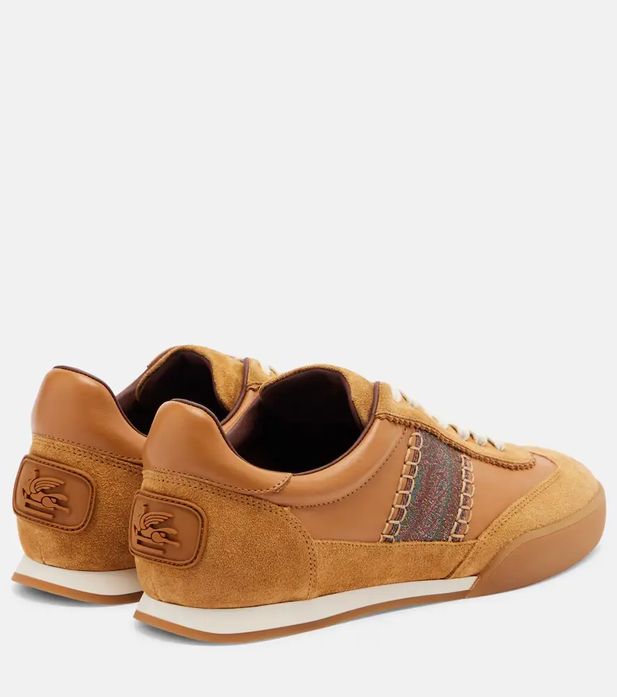 Etro Pegaso suede-trimmed leather sneakers | Thumbnail 3 Etro Pegaso suede-trimmed leather sneakers | Thumbnail 3