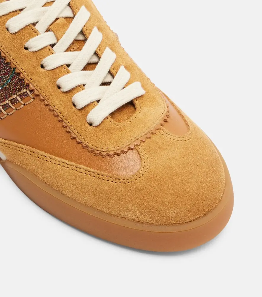 Etro Pegaso suede-trimmed leather sneakers | Thumbnail 4 Etro Pegaso suede-trimmed leather sneakers | Thumbnail 4