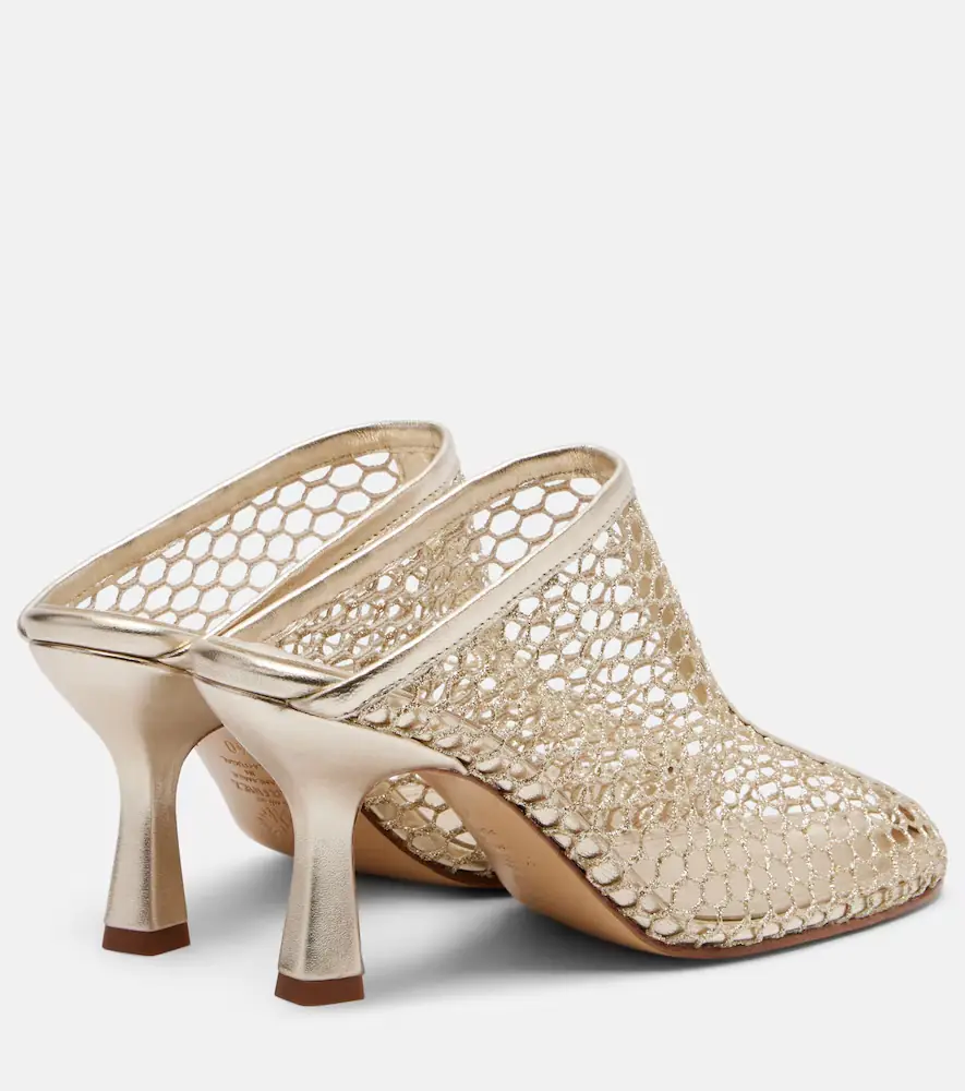 Souliers Martinez Giulia leather-trimmed fishnet mules | Thumbnail 3