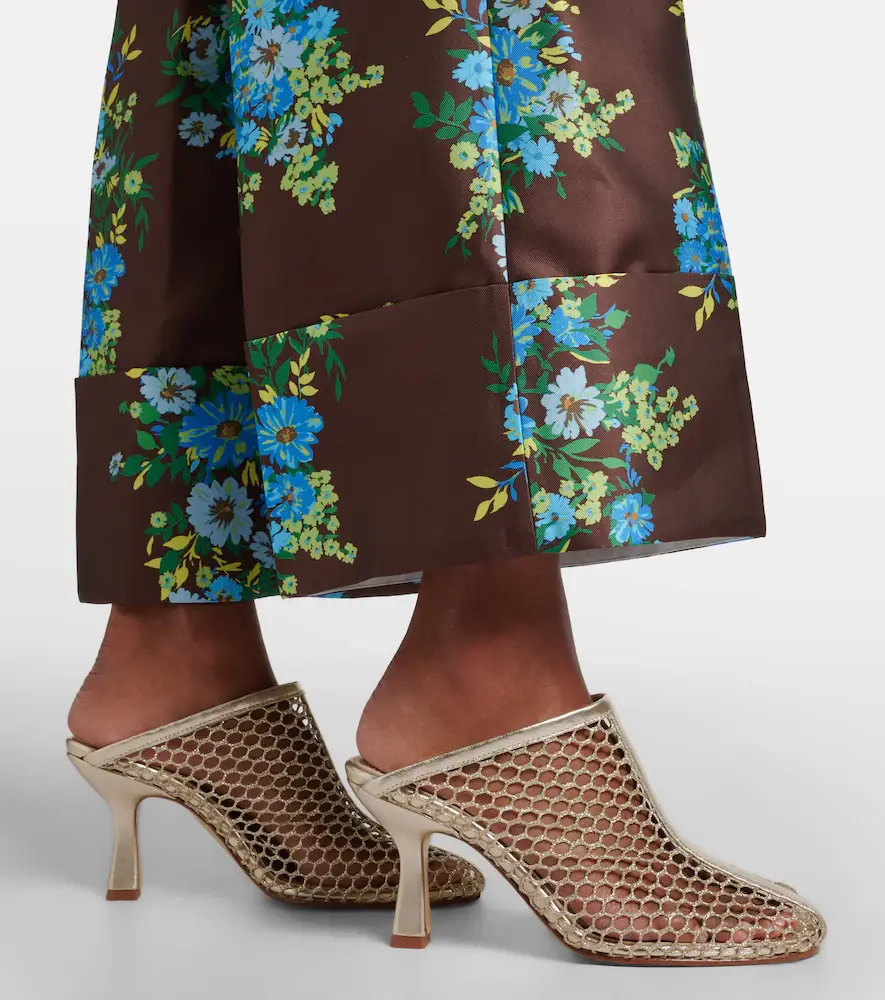 Souliers Martinez Giulia leather-trimmed fishnet mules | Thumbnail 5