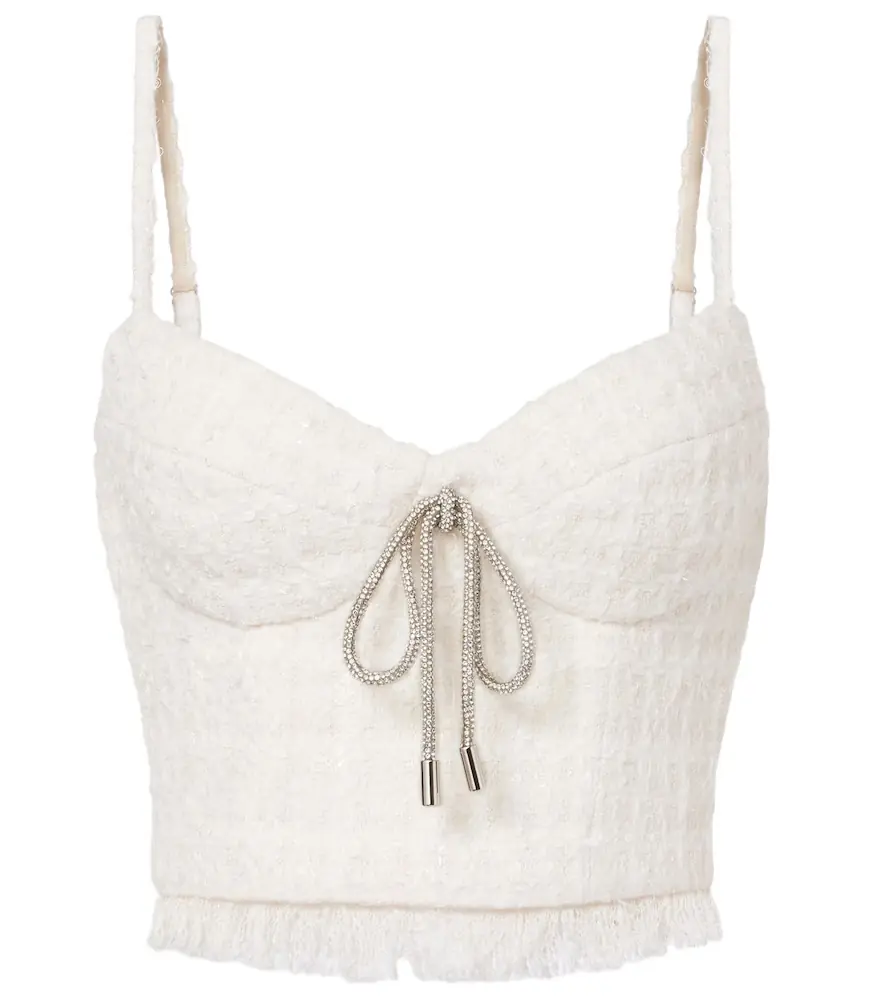 Area Embellished tweed crop top | Image 1 Area Embellished tweed crop top | Image 1