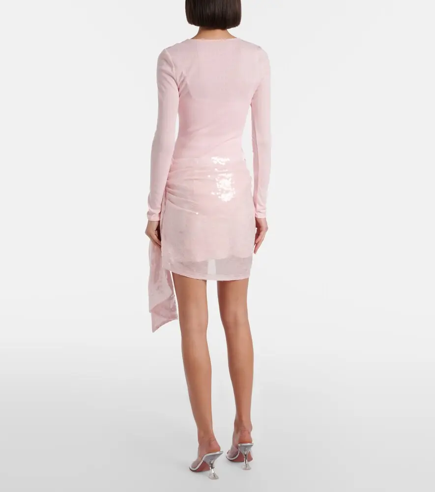 Area Pointelle sequined draped minidress | Thumbnail 2 Area Pointelle sequined draped minidress | Thumbnail 2