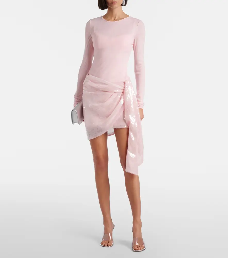 Area Pointelle sequined draped minidress | Thumbnail 4 Area Pointelle sequined draped minidress | Thumbnail 4