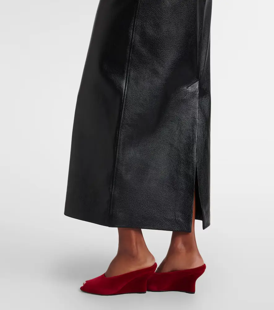 TOTEME Leather midi skirt | Thumbnail 3