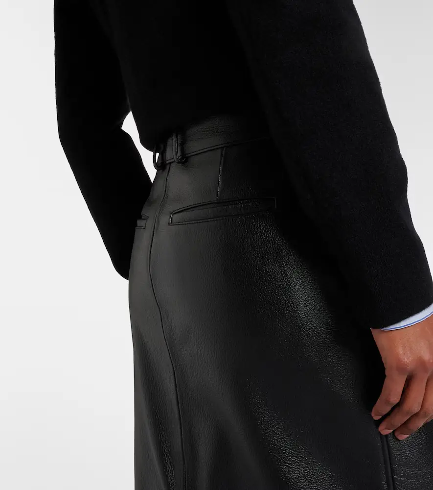 TOTEME Leather midi skirt | Thumbnail 5