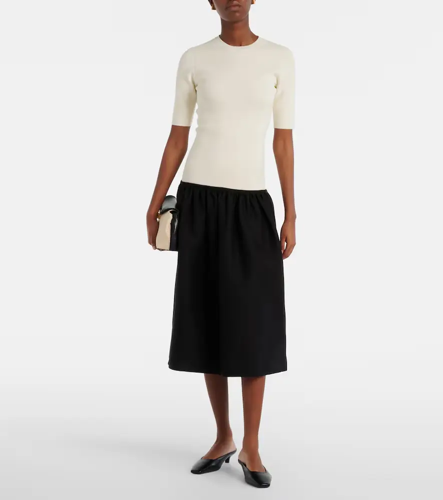TOTEME Wool and silk-trimmed midi dress | Thumbnail 3 TOTEME Wool and silk-trimmed midi dress | Thumbnail 3