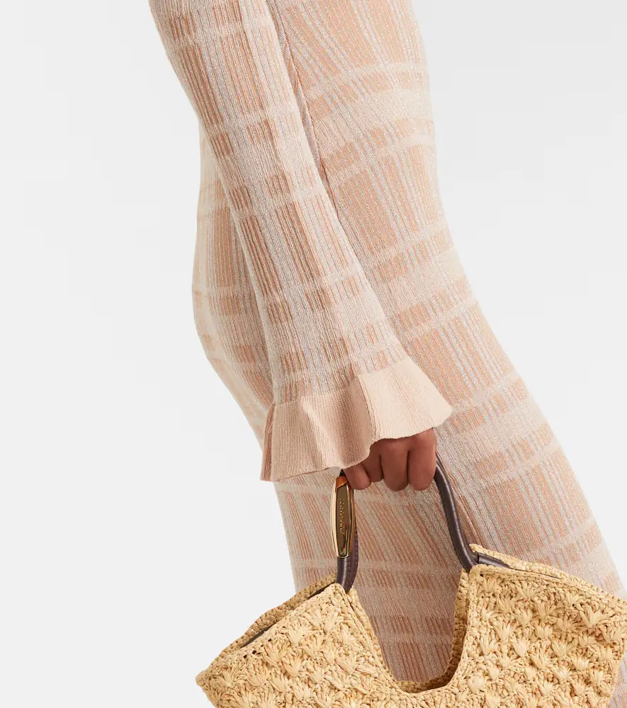 Bananhot Ether checked ribbed-knit ruffled maxi dress | Thumbnail 5