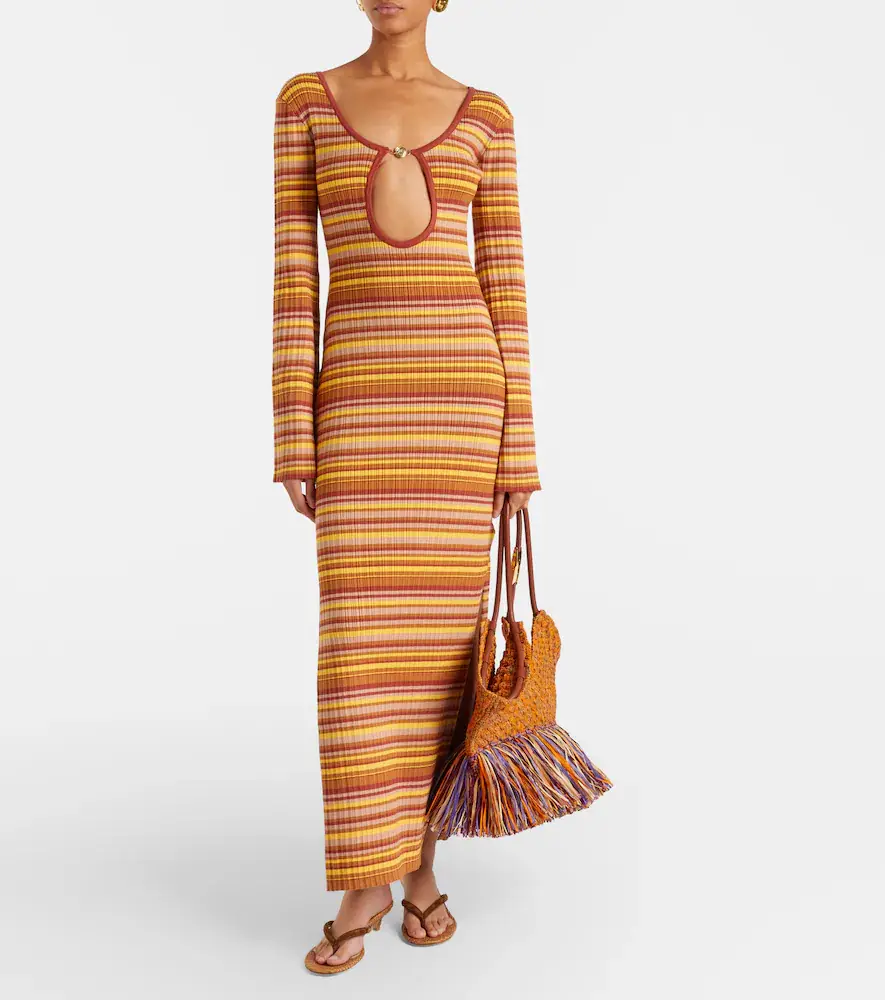 Bananhot Rey cutout ribbed-knit striped maxi dress | Thumbnail 3