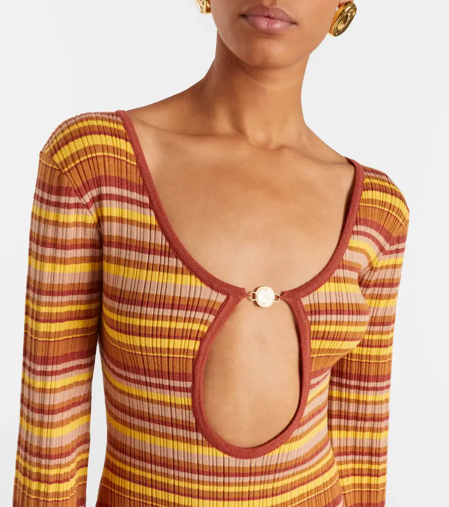 Bananhot Rey cutout ribbed-knit striped maxi dress | Thumbnail 5