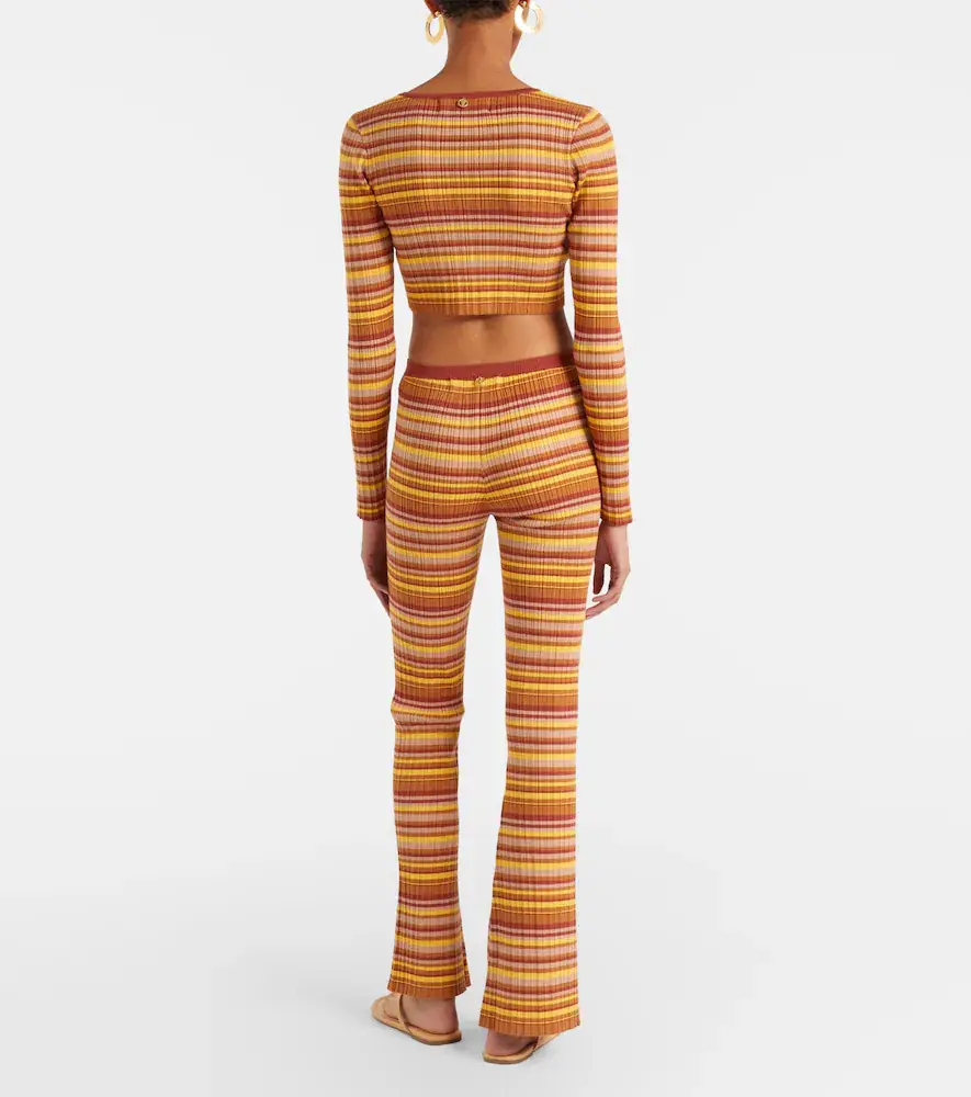 Bananhot Ann ribbed-knit striped flared pants | Thumbnail 4