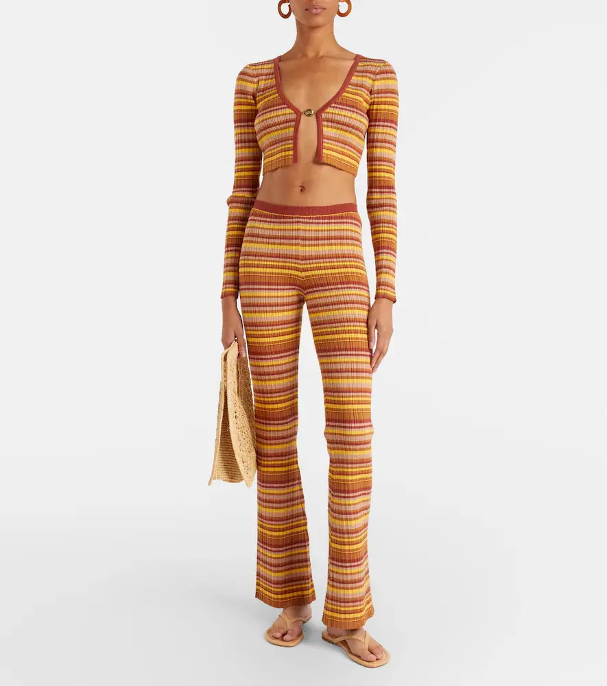 Bananhot Ann ribbed-knit striped flared pants | Thumbnail 6