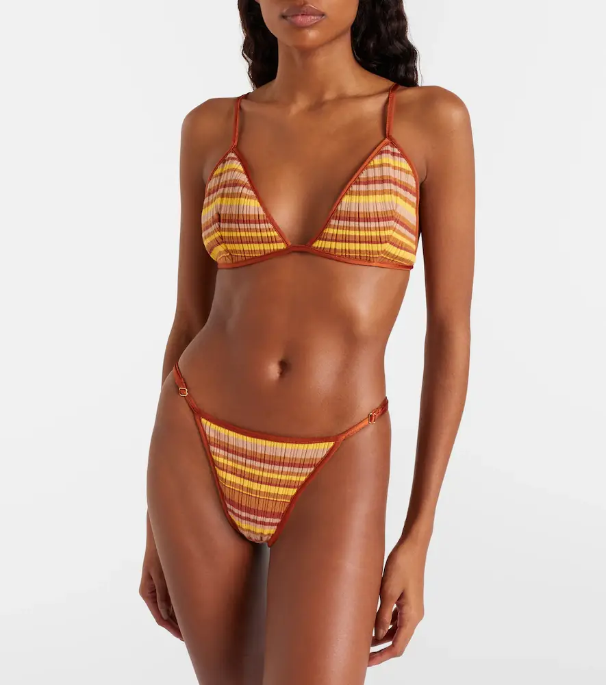 Bananhot Ann ribbed-knit striped bikini bottoms | Thumbnail 2