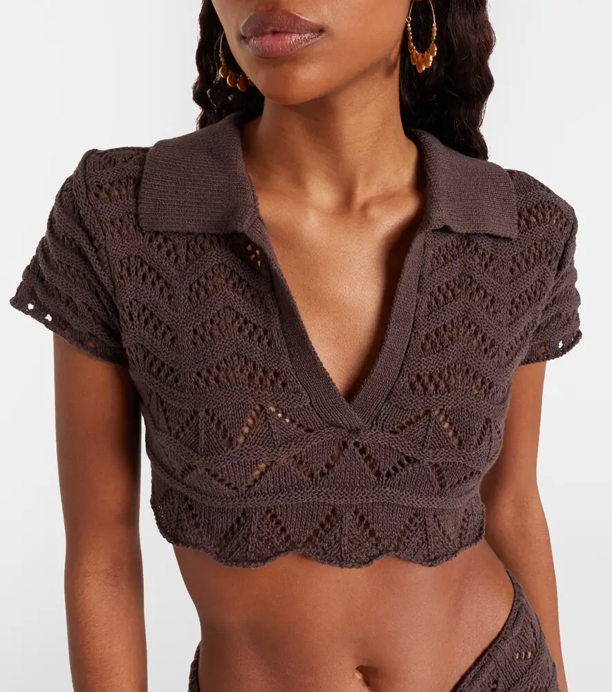 Bananhot Coco open-knit cotton-blend crop top | Thumbnail 2
