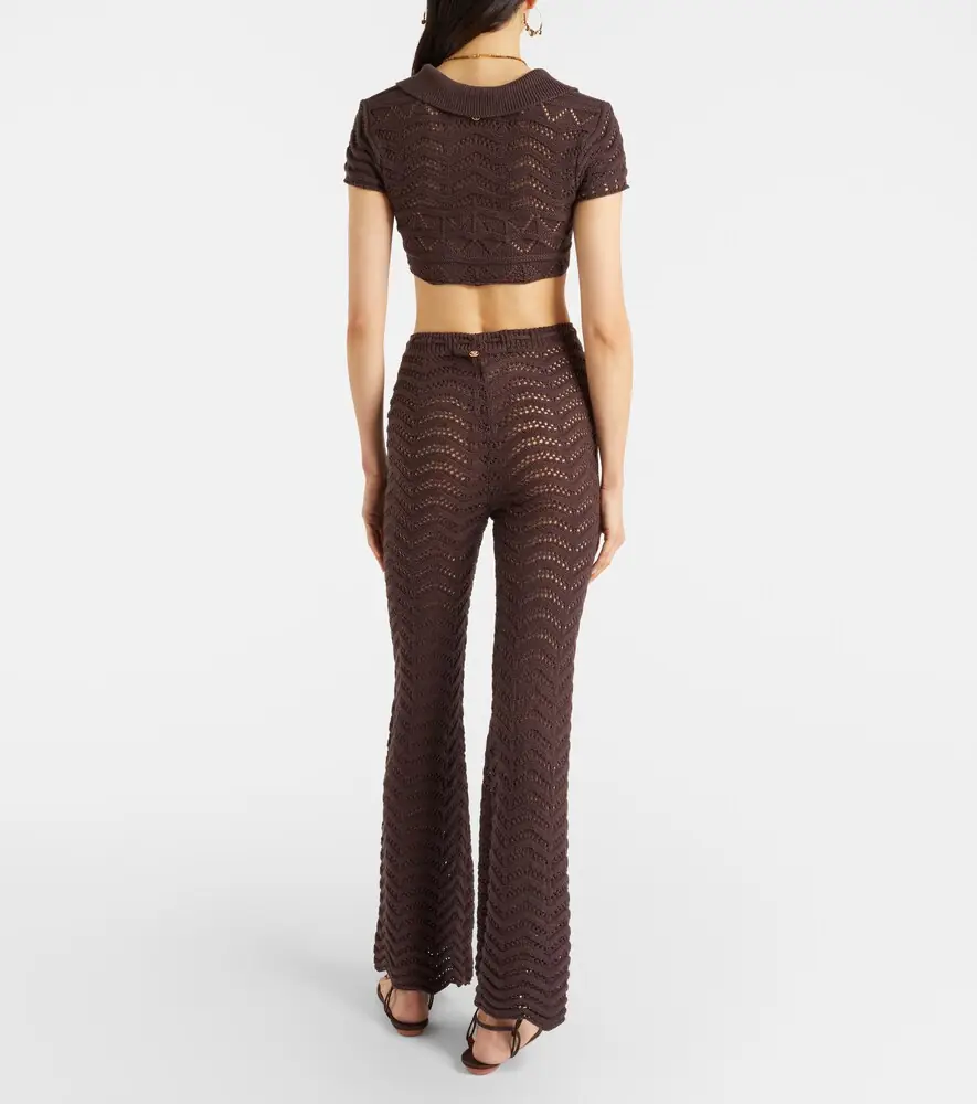 Bananhot Kim open-knit cotton-blend flared pants | Thumbnail 2