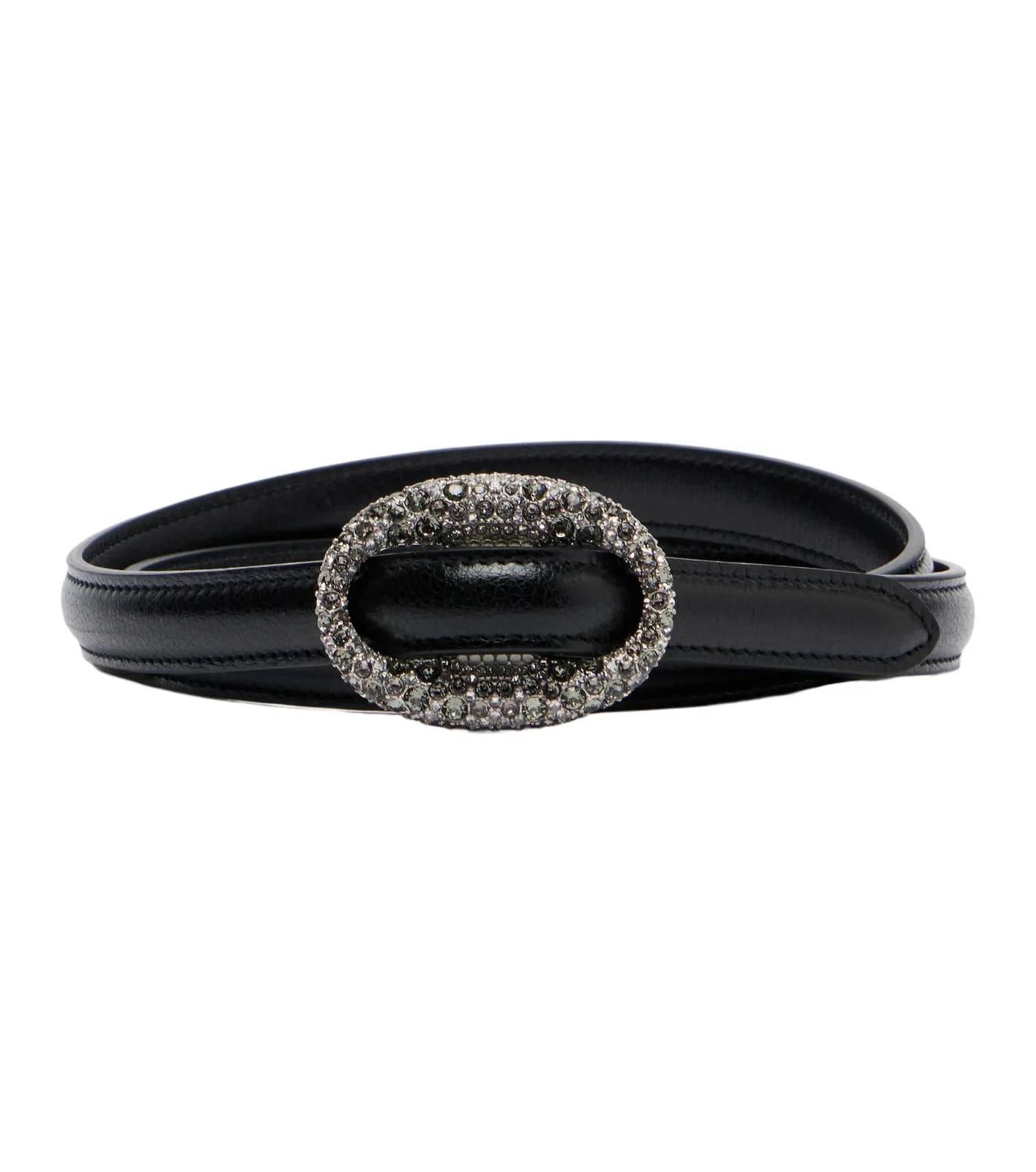 Crystal-embellished leather belt Crystal-embellished leather belt