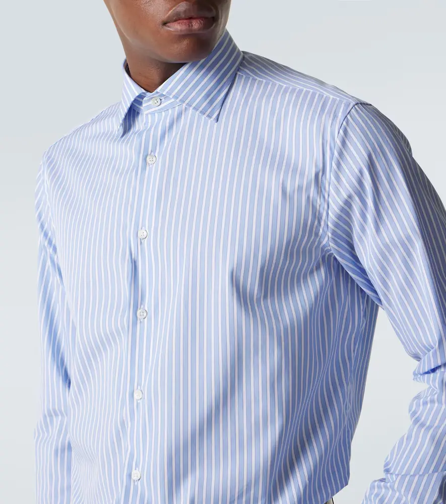 Canali Striped cotton poplin shirt | Thumbnail 3