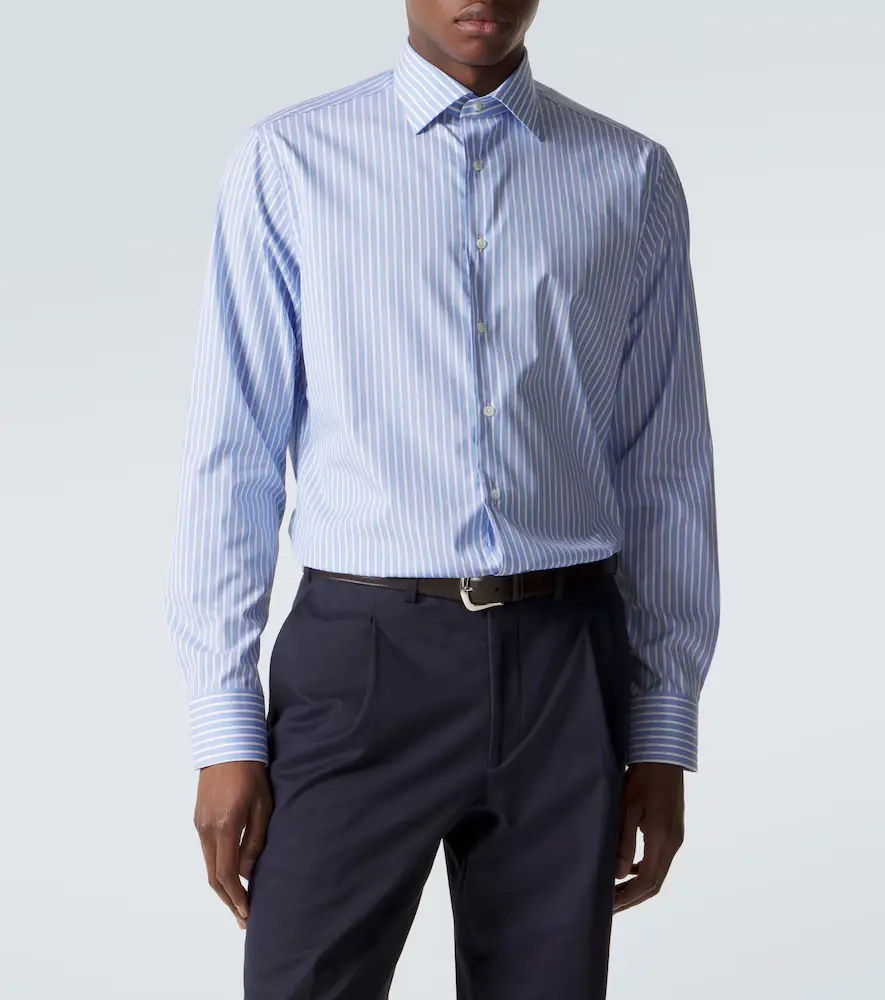 Canali Striped cotton poplin shirt | Thumbnail 5