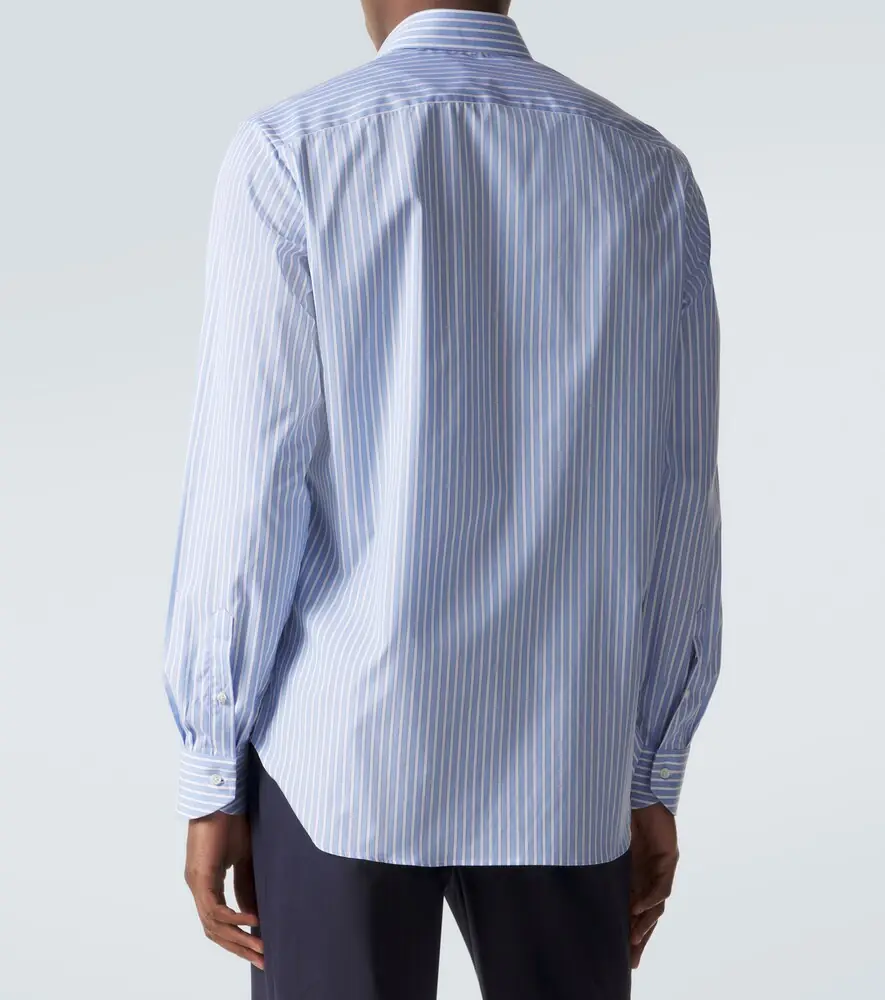 Canali Striped cotton poplin shirt | Thumbnail 6