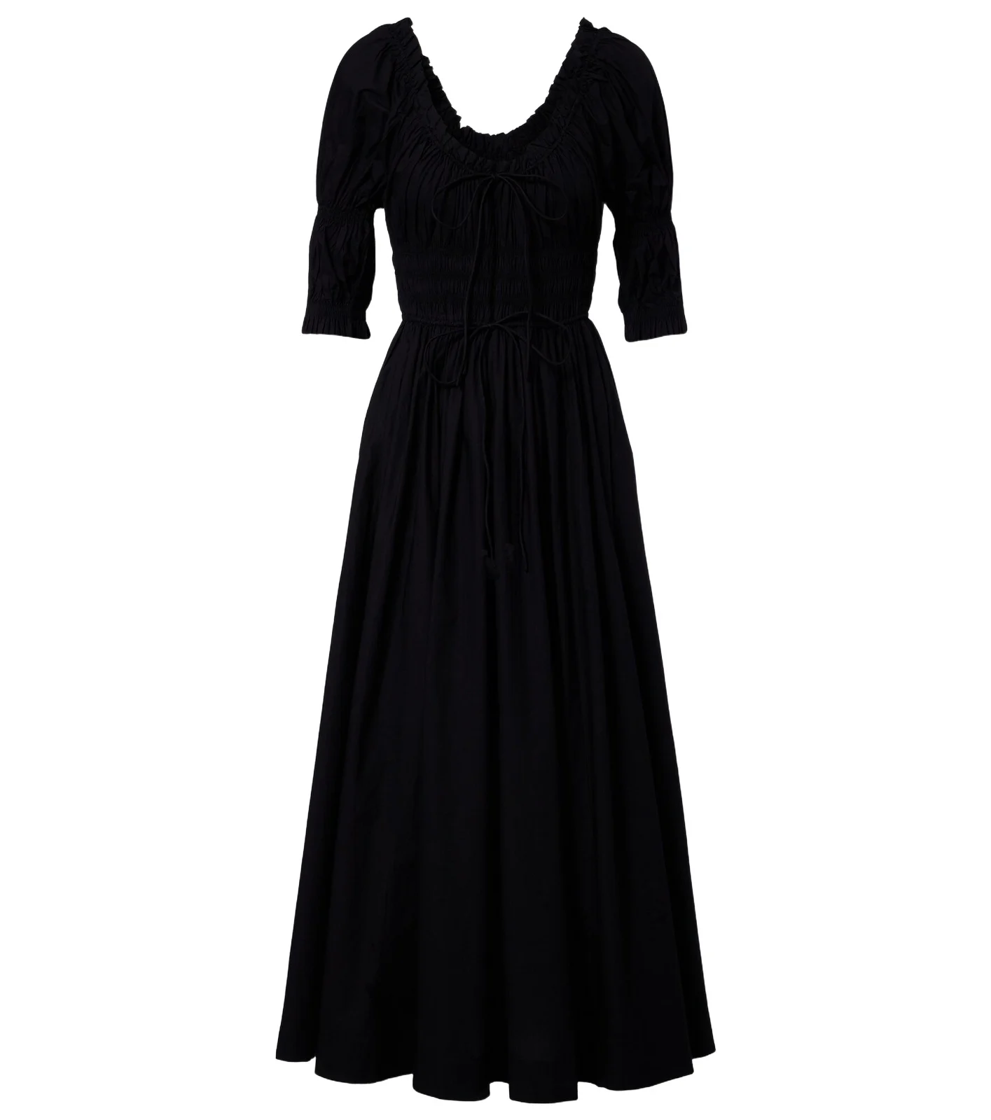 Shirred cotton midi dress