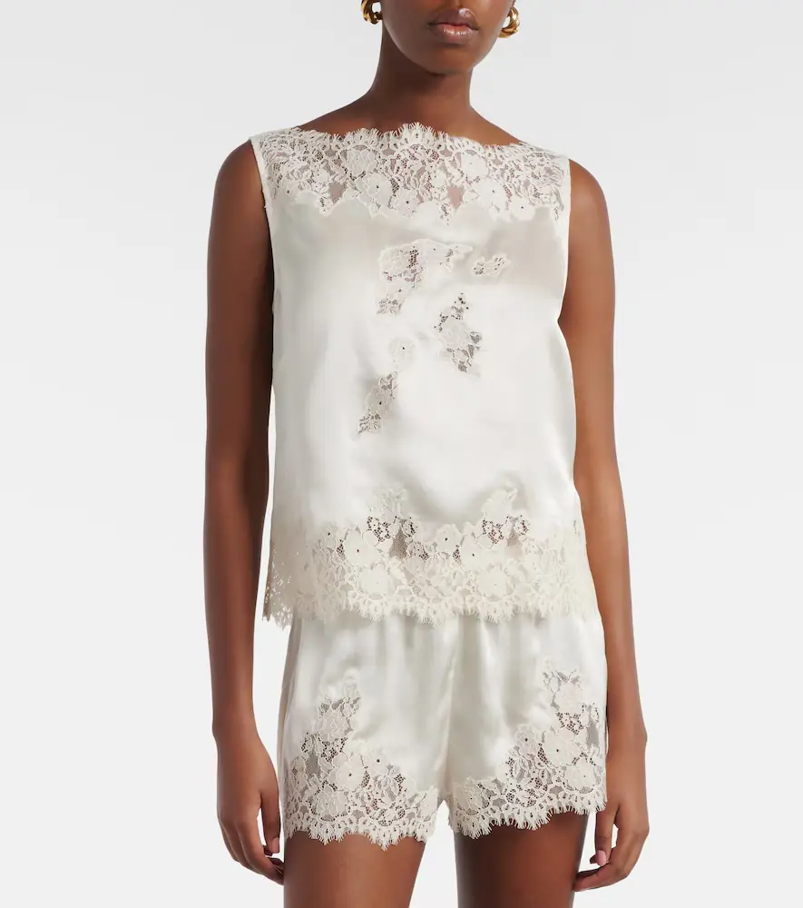 DÔEN Dôen Viviane cutout lace-trimmed silk top | Thumbnail 2