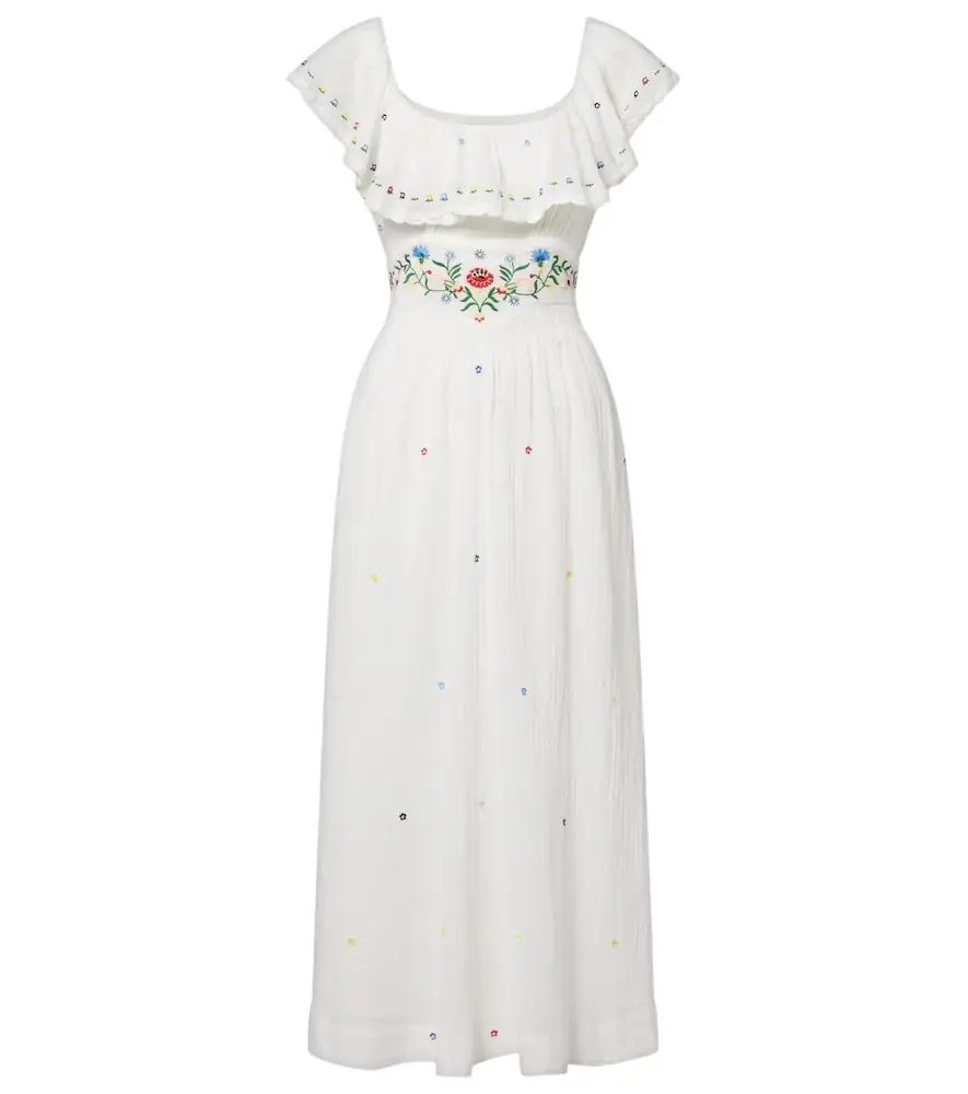 Rixo Ebony embroidered cotton midi dress
