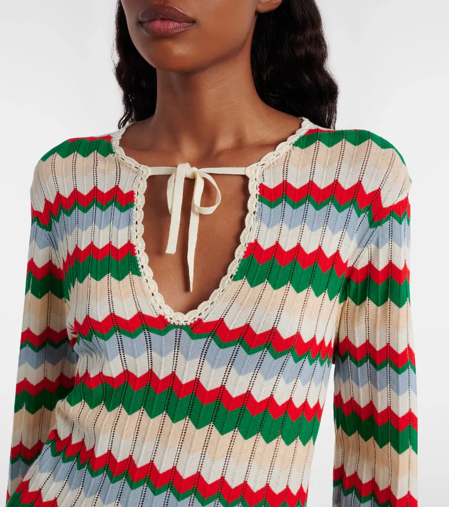 Rixo Lucila knitted chevron cotton maxi dress | Thumbnail 3