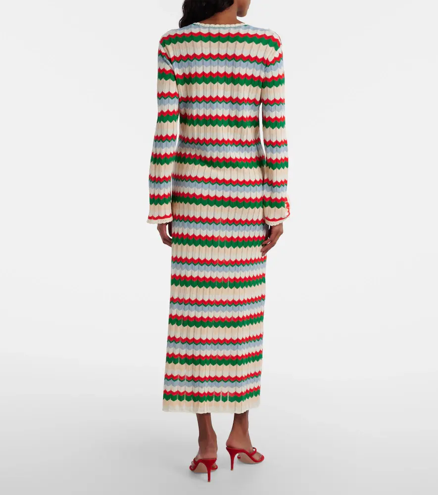 Rixo Lucila knitted chevron cotton maxi dress | Thumbnail 4