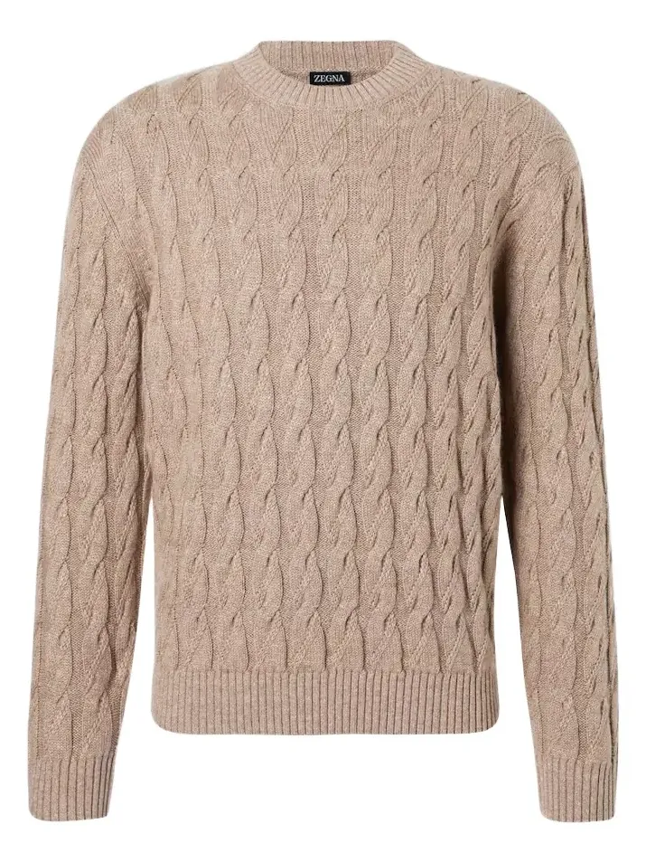 Cable-knit linen, cashmere, and silk sweater Cable-knit linen, cashmere, and silk sweater