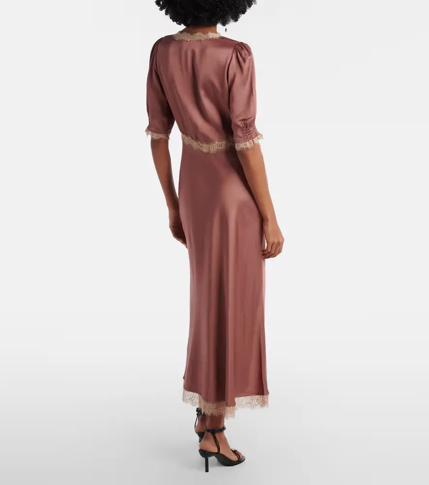 Rixo Annina lace-trimmed satin maxi dress | Thumbnail 2