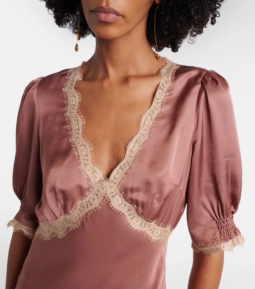 Rixo Annina lace-trimmed satin maxi dress | Thumbnail 3