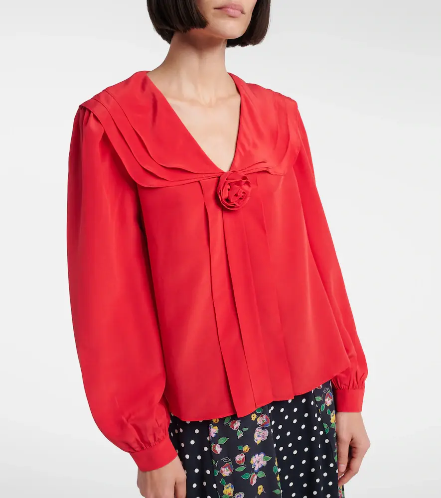 Rixo Emelin floral-appliqué silk blouse | Thumbnail 4 Rixo Emelin floral-appliqué silk blouse | Thumbnail 4