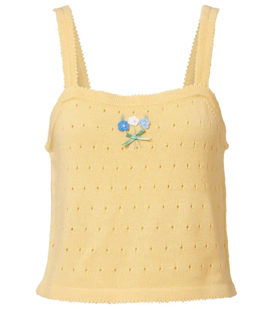 Rixo Perla embroidered pointelle wool tank top | Image 1 Rixo Perla embroidered pointelle wool tank top | Image 1