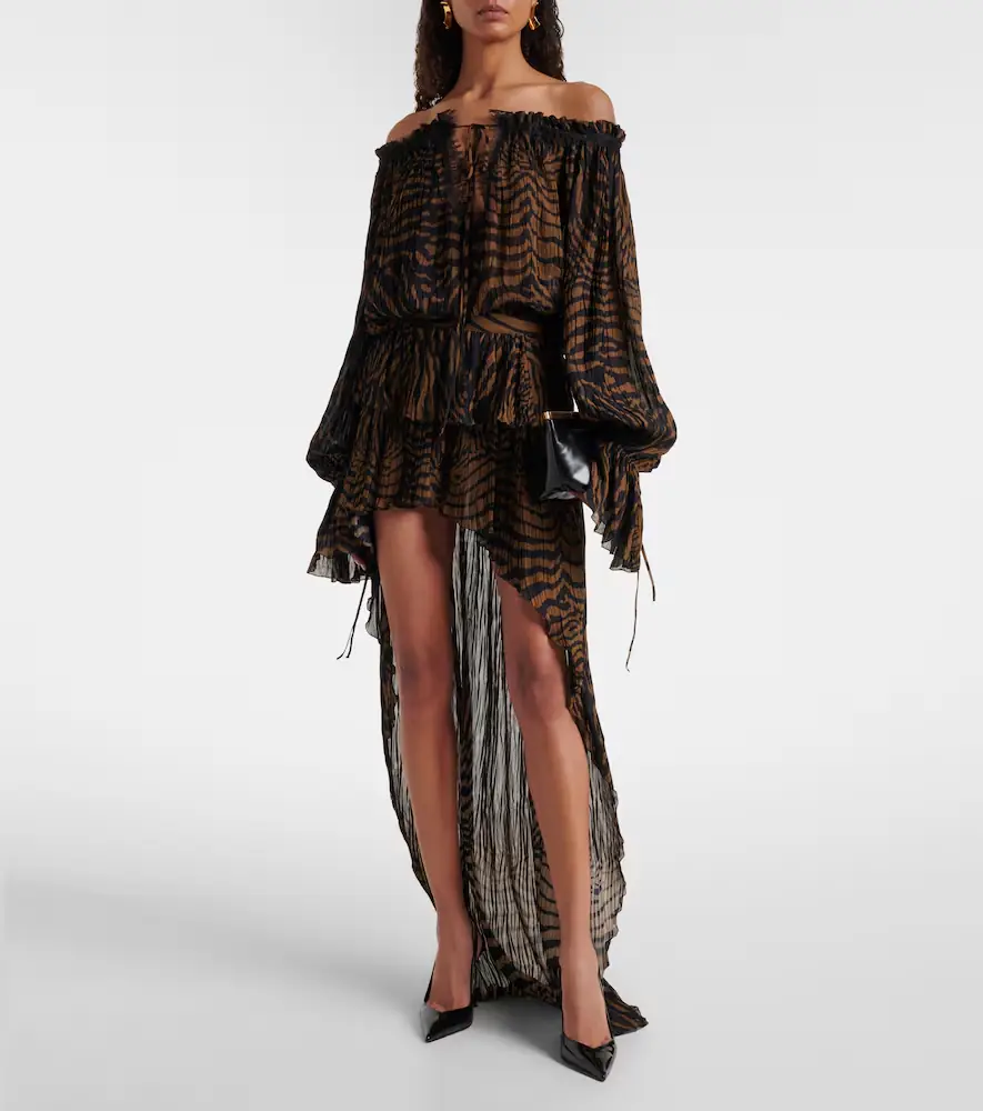 BLUMARINE Asymmetric ruffled printed miniskirt | Thumbnail 6