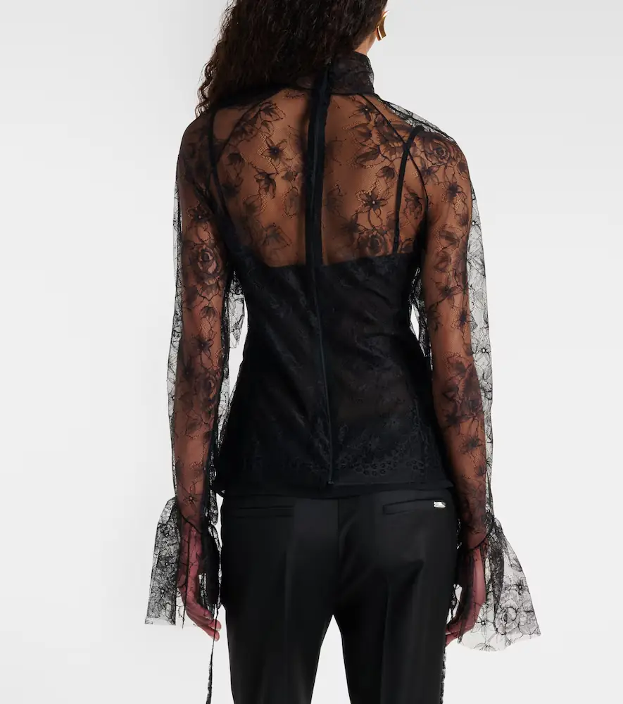 BLUMARINE Ruffled sheer lace blouse | Thumbnail 2 BLUMARINE Ruffled sheer lace blouse | Thumbnail 2