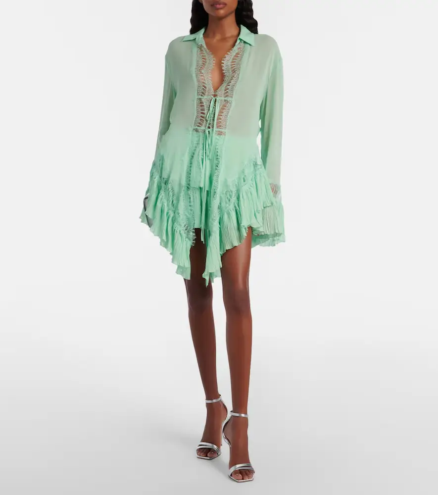 BLUMARINE Plissé tiered georgette miniskirt | Thumbnail 4